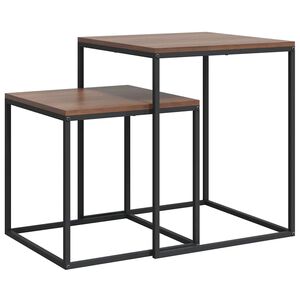 vidaXL Kavos staliukų komplektas, 2vnt., apdirbta mediena ir metalas