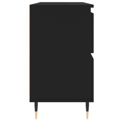 vidaXL Vonios kambario spintelė, juoda, 80x33x60cm, apdirbta mediena