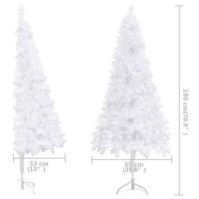 vidaXL Kampinė Kalėdų eglutė su LED/žaisliukais, balta, 180cm, PVC