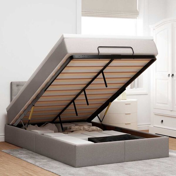 vidaXL Osmanų lovos rėmas su čiužiniu, taupe, 120x200cm, audinys