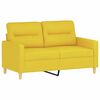 vidaXL Dvivietė sofa su pagalvėlėmis, &scaron;viesiai geltona, 120cm, audinys