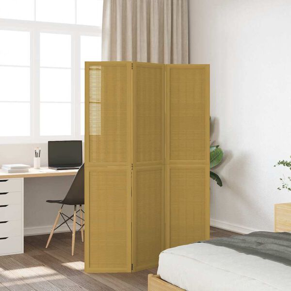 vidaXL Kambario pertvara, 3 segmentai, ruda, paulovnijos masyvas