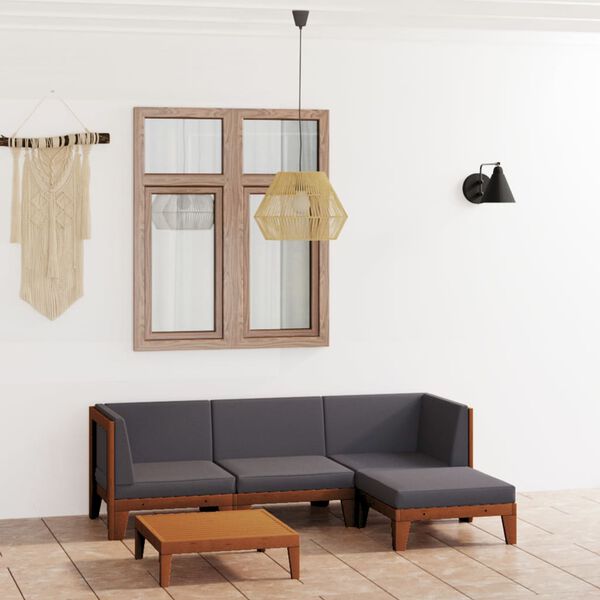 vidaXL Sodo komplektas su pagalvėlėmis, 5 dalių, akacijos masyvas