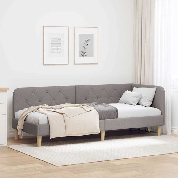 vidaXL Kampinė lovos konstrukcija Taupe 80 x 200 cm audinys