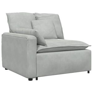 vidaXL Modulinė sofa su porankiu ir pagalvėlėmis, &scaron;viesiai pilka, 100 cm