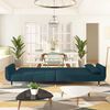 vidaXL Dvivietė sofa-lova su dvejomis pagalvėmis, mėlyna, aksomas