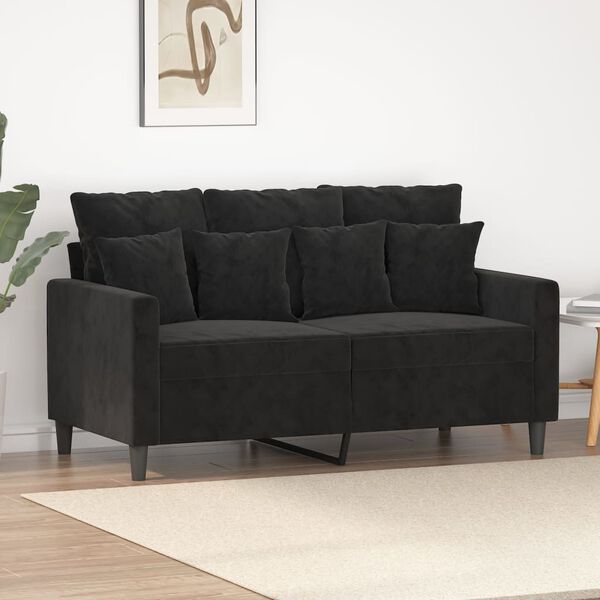 vidaXL Dvivietė sofa, juodos spalvos, 120cm, aksomas