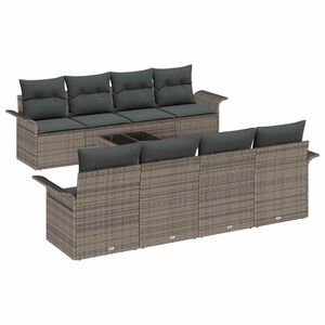 vidaXL Sodo Sofų Rinkinys 9 pcs Pilka 55 x 55 x 37 cm poliratanas