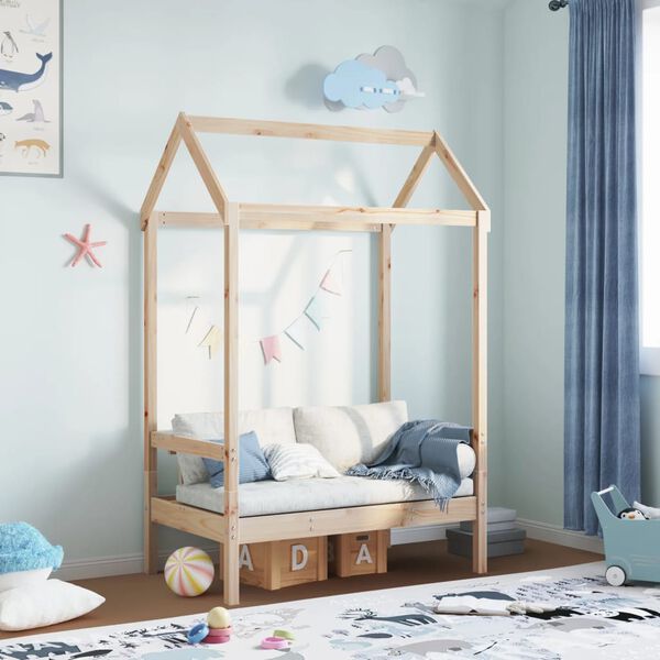 vidaXL Suoliukas su stogu, 117,5x70x176,5cm, pu&scaron;ies medienos masyvas