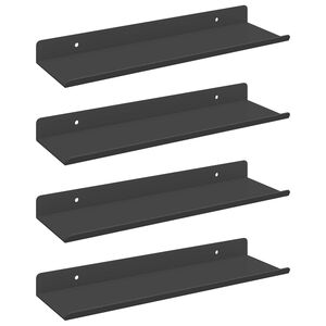 vidaXL Plūduriuojanti lentyna 4 pcs Juodas 30 x 9 x 2,5 cm Plienas