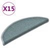 vidaXL Laiptų kilimėliai, 15 vnt., 56x17x3 cm, jūros mėlynos spalvos, pusapvaliai
