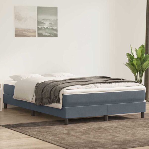 vidaXL Box Spring Lova be čiužinio Tamsiai pilka 160x220 cm aksomas
