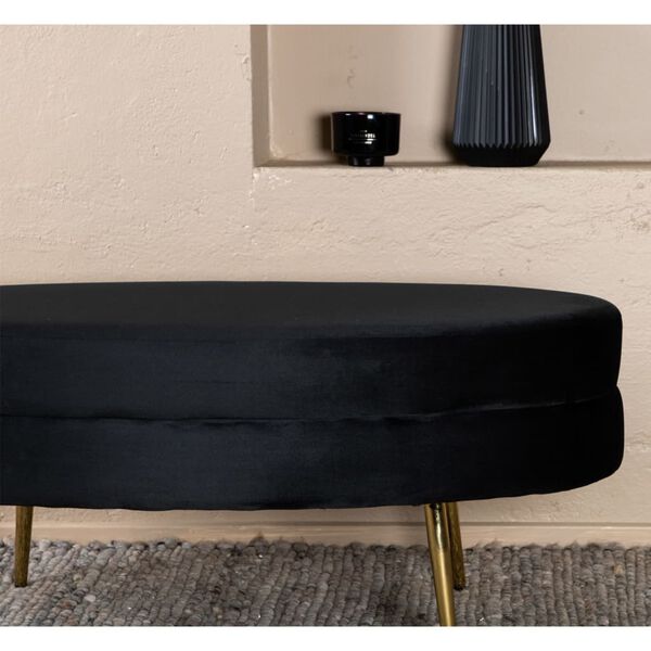 Venture Home Otomanė Otto, juoda ir žalvario, 100x40x41cm, aksomas
