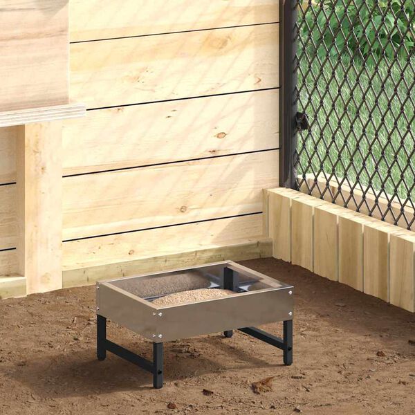 vidaXL Paukščių šėrykla Sidabro 80 x 28 x 13.5 cm Cinkuota plienas