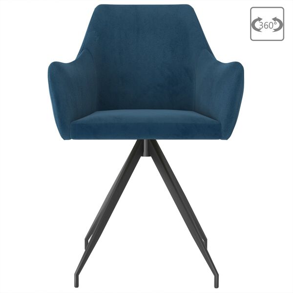 vidaXL Valgomojo kėdės, 2vnt., mėlynos spalvos, aksomas