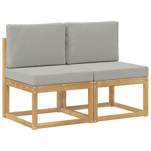 vidaXL 2 Vienetas Lauko Vidurinis Sofa Kietos akacijos mediena Balta