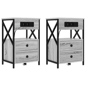 vidaXL &Scaron;alia lovos spintelė 2 vnt. Pilkas Sonoma 40 x 31 x 60 cm