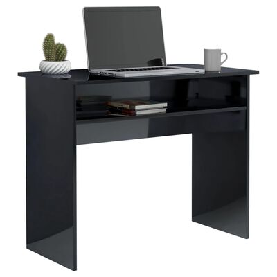 vidaXL Rašomasis stalas, juodos spalvos, 90x50x74cm, MDP, ypač blizgus