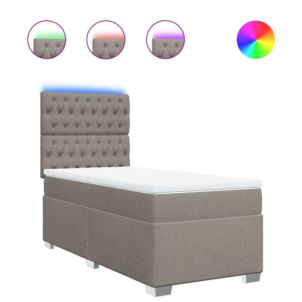 vidaXL Lova su spyruoklėmis ir čiužiniu, taupe, 90x200 cm, audinys