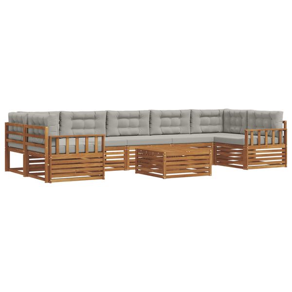 vidaXL Lauko sofos komplektas 8 pcs Natūrali ir &scaron;viesiai pilka