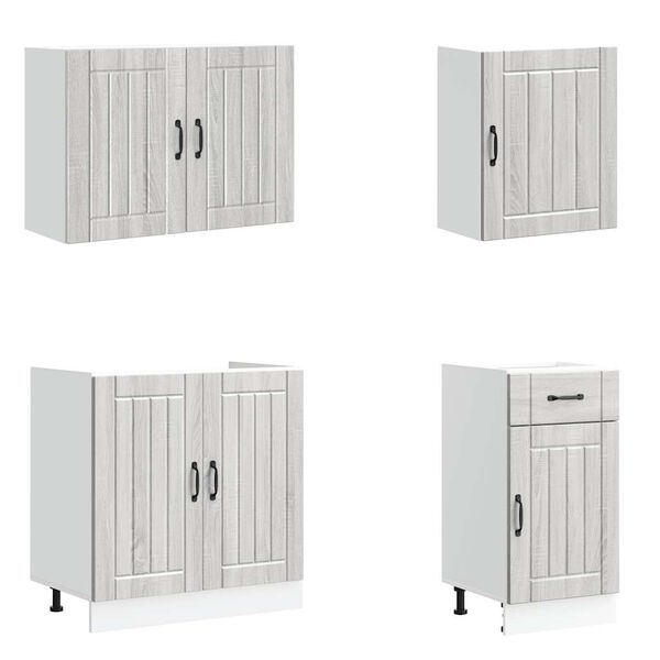 vidaXL Virtuvinių spintelių komplektas, 7 dalių, Lucca, pilka