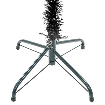 vidaXL Plona apšviesta Kalėdų eglutė, juodos spalvos, 210cm