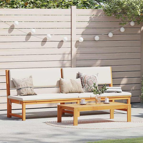 vidaXL Saulės gultas Ruda 200 x 57 x 75cm Akacijos medienos masyvas