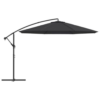 vidaXL Gembės formos skėtis su aliuminio stulpu, juodos spalvos, 350cm