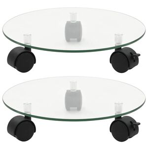 vidaXL Padėklas su ratukais augalams, 2 vnt., 28cm, grūd. stikl., apv.