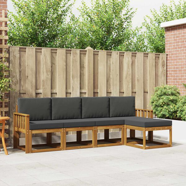 vidaXL Lauko sofos komplektas su pagalve 5 pcs Natūralus ir antracitas