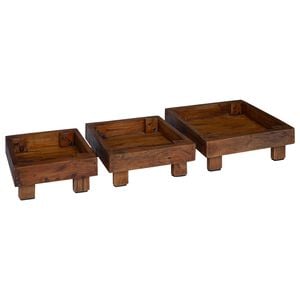 vidaXL Augalų stovas 3 vnt. Ruda 35 x 35 x 12 cm Mahogany Medis