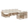 vidaXL Lauko sofos komplektas 9 pcs Natūralus ir grietinėlės baltas