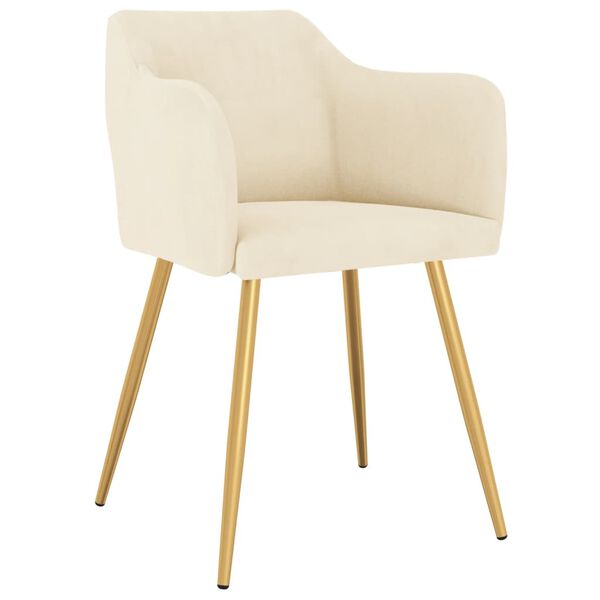 vidaXL Valgomojo kėdės, 2vnt., kreminės spalvos, aksomas