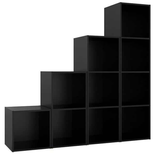 vidaXL Televizoriaus spintelių komplektas, 4 dalių, juodas, MDP
