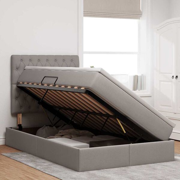 vidaXL Lova su daiktų laikymo vieta ir LED su LED Taupe 120 x 190 cm