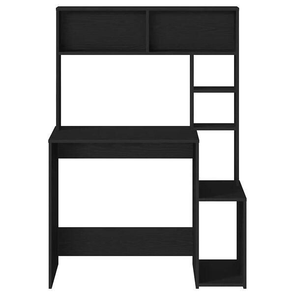 vidaXL Ra&scaron;omasis stalas su lentynomis, juodas, 100x45x140cm, mediena