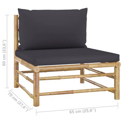 vidaXL Sodo komplektas su pilkomis pagalvėmis, 4 dalių, bambukas