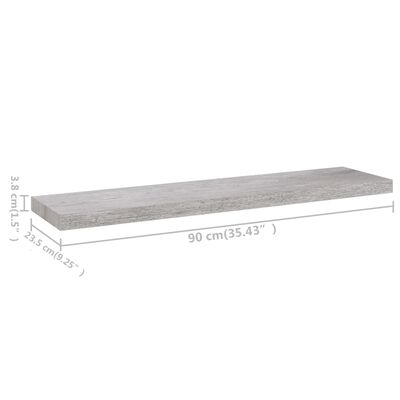 vidaXL Pakabinama sieninė lentyna, betono pilka, 90x23,5x3,8cm, MDF