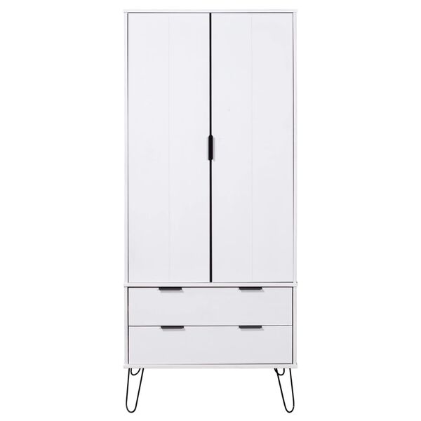 vidaXL Drabužių spinta New York, balta, pu&scaron;ies medienos masyvas