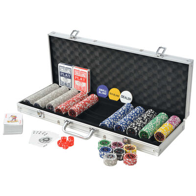 vidaXL Pokerio rinkinys su 500 žetonų su vertėmis, aliuminis