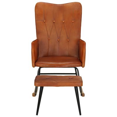 vidaXL Supama kėdė su pakoja, gelsvai rudos spalvos, tikra oda