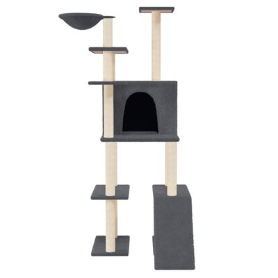 vidaXL Draskyklė katėms su stovais iš sizalio, tamsiai pilka, 166cm