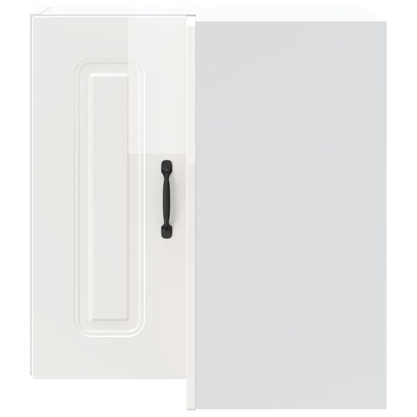 vidaXL virtuvės sieninė kampinė spintelė "Kalmar" Blizganti balta