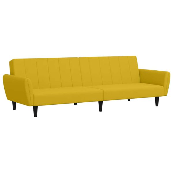 vidaXL Dvivietė sofa-lova, geltonos spalvos, aksomas