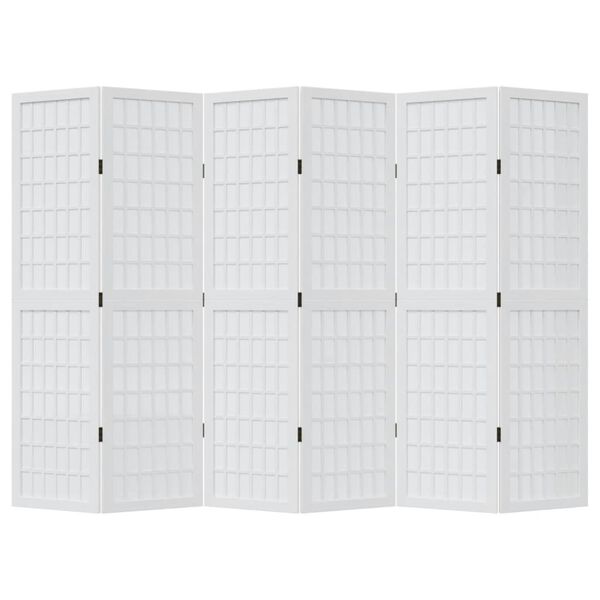 vidaXL Kambario pertvara, 6 segmentai, balta, paulovnijos mediena