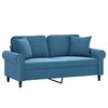 vidaXL Dvivietė sofa su pagalvėlėmis, mėlynos spalvos, 140cm, aksomas