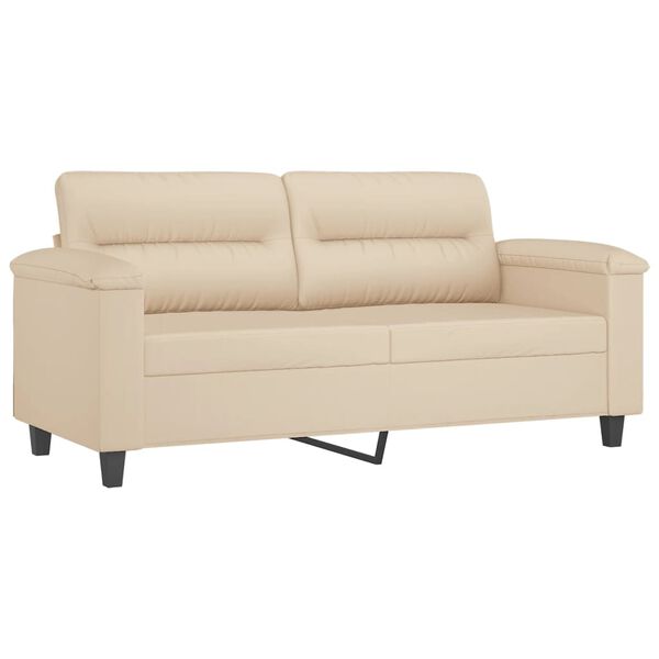 vidaXL Dvivietė sofa su pagalvėmis, kreminė, 140cm, audinys