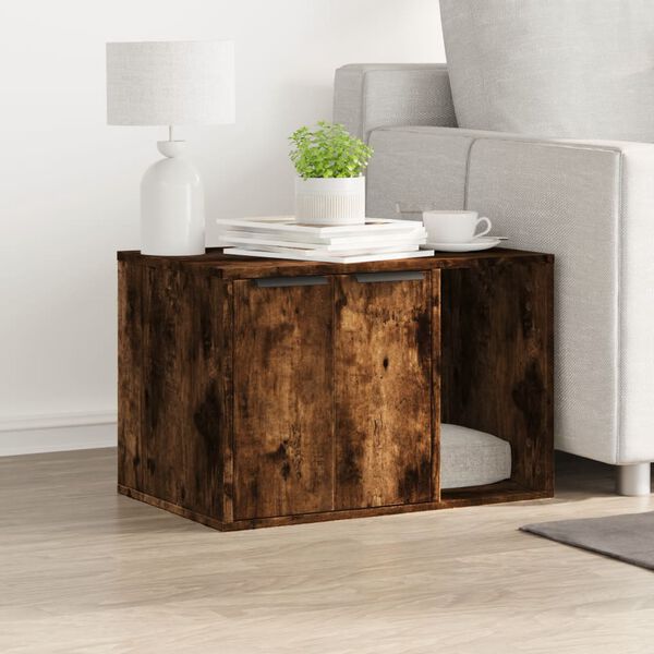 vidaXL Kačių kraiko dėžės spintelė, dūminė ąžuolo, 60x40x40cm, mediena