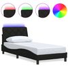 vidaXL Lovos rėmas su LED be čiužinio, juodas, 90x190 cm, audinys
