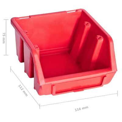 vidaXL Sandėliavimo dėžių rinkinys, 96 dalių, raudonas ir juodas